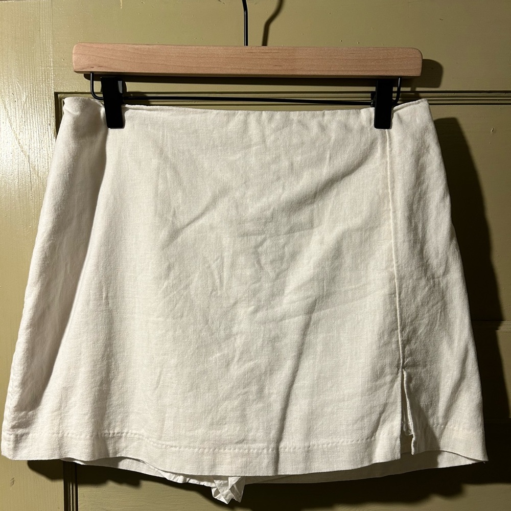 Abercrombie linen blend mini split hem skort